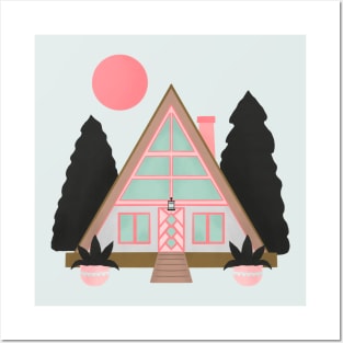 A-frame mid century modern cabin Posters and Art